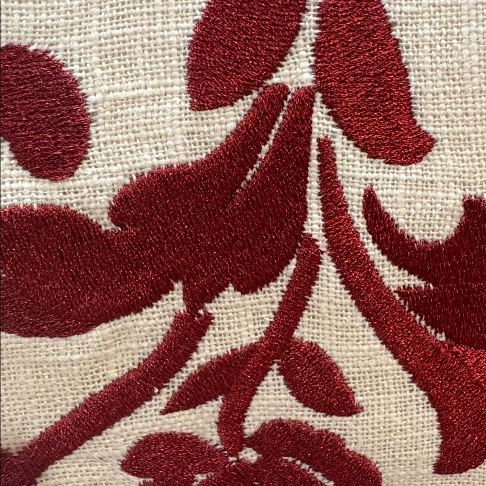 Elegant Dark Red and Cream Holiday Pillow